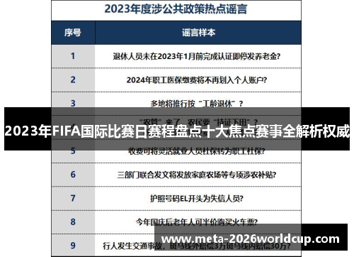 2023年FIFA国际比赛日赛程盘点十大焦点赛事全解析权威